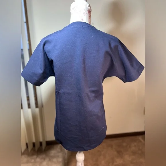 JCrew short sleeve navy blouse top silver jewels and white beads size XS - Picture 3 of 6